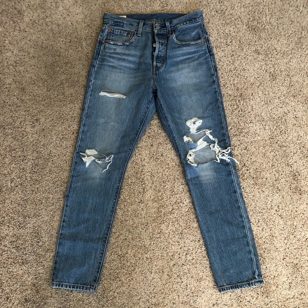 Levi’s 501 Skinny High-Waisted Distressed Jeans